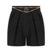 Elisabetta Franchi Svarta Tweed Shorts med Kedja Black, Dam