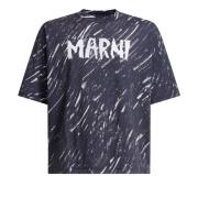 Marni Abstrakt Logo Print T-shirt Blue, Herr