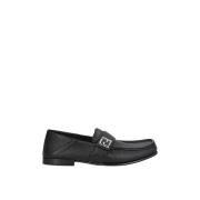 Fendi Svarta Läderloafers Stilfull Fyrkantig Tå Black, Herr