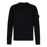 Stone Island Svart Crew Neck Sweater Aw24 Black, Herr