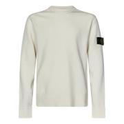 Stone Island Vit Crew-neck Sweater Aw24 White, Herr