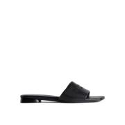 Balenciaga Svarta Läderplatta Sandaler Black, Dam