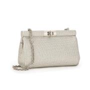 Dolce & Gabbana Rhinestone Embellished Chain-Link Satchel Gray, Dam