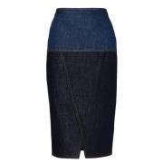 Fendi Tvåtonig denim midi kjol Blue, Dam