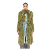 Dries Van Noten Denim & Faux Fur Bältesrock Green, Dam