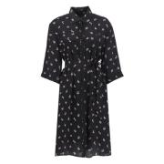 Maison Kitsuné Svart Fancy Fox Chemisier Klänning Black, Dam