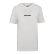 Jil Sander Vit Bomull T-shirt Rund Hals Logodetalj White, Dam