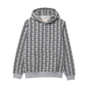 Lacoste Grå hoodie med monogramtryck Gray, Herr