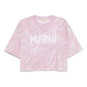 Marni Rosa Scribble Logo T-shirt Pink, Dam