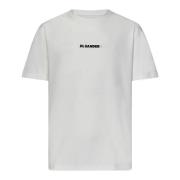 Jil Sander Vit Avslappnad T-shirt med Logotyp White, Herr