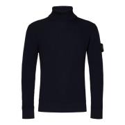 Stone Island Blå Turtleneck Tröja Aw24 Blue, Herr