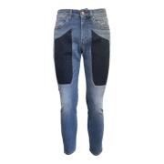 Jeckerson Skinny Jeans med Alcantara Patches Blue, Herr