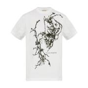 Alexander McQueen Grafiskt Tryck Vit T-shirt White, Dam