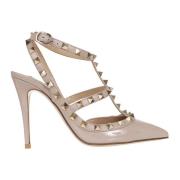 Valentino Garavani Nude Rockstud Lackläder Klackar Beige, Dam