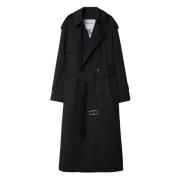 Burberry Grå Melange Trenchcoat för Kvinnor Gray, Dam