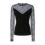 Givenchy Svart Milano Stitch Top med Tulle Black, Dam