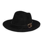 Valentino Garavani Stilig Fedora Vlogo Hatt Svart Black, Dam