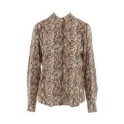 Isabel Marant Python Print Sidenskjorta Beige, Dam