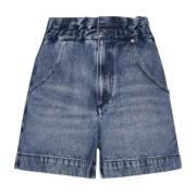 Isabel Marant Blå Denim Shorts Hög Midja Faded Blue, Dam