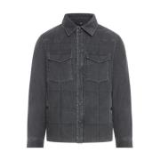 Moncler Vintage Ribbed Velvet Coat Gray, Herr