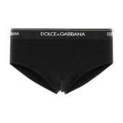 Dolce & Gabbana Svart stretch bomullsbrief set Black, Herr