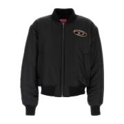 Diesel Vadderad bomberjacka i svart nylon Black, Herr