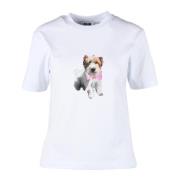 Msgm Bomull T-shirt med Snygg Design White, Dam