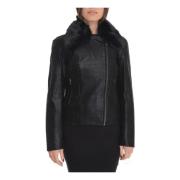 Guess Avtagbar faux fur bikerjacka Black, Dam