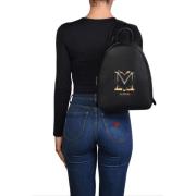 Love Moschino Svart Logotyp Dragkedja Ryggsäck Black, Dam