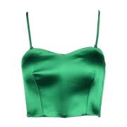 P.a.r.o.s.h. Elegant Stickad Topp med Stretchmaterial Green, Dam