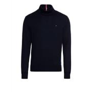 Tommy Hilfiger Blå Ekologisk Bomull Cashmere Tröja Blue, Herr