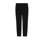 Max Mara Svarta Straight-Fit Byxor med Veckdetalj Black, Dam