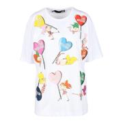 Love Moschino Bomull T-shirt med Snygg Design White, Dam