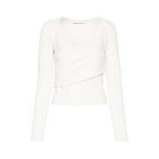 IRO Vit Wrap V-ringad Blus White, Dam