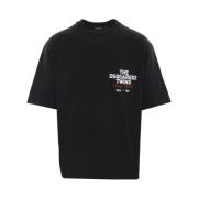 Dsquared2 Svart T-shirt med The Dsquared2 Twins tryck Black, Herr