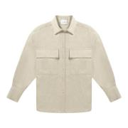 Nude Stilig Cord Overshirt i Isvitt White, Herr