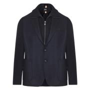 Hugo Boss Blandad ulljacka med 2 knappar Blue, Herr