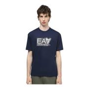 Emporio Armani EA7 Logotryck Bomull T-shirt Blue, Herr