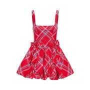 Loveshackfancy Ruelle Tartan Mini Bubble Klänning Red, Dam