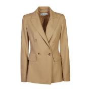 Max Mara Dubbelknäppt Blazer i Hasselnöt Beige, Dam