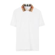 Burberry Vit Vintage Check T-shirt Polo White, Herr