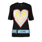 Love Moschino Bomull T-shirt med Snygg Design Black, Dam