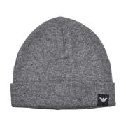 Emporio Armani Grå Logo Front Applikation Räfflad Mössa Gray, Herr