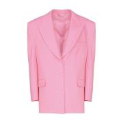 Magda Butrym Rosa Oversized Blazer med Vadderade Axlar Pink, Dam