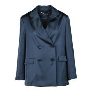 Max Mara Elegant Jacka i Viskos Polyester Blandning Blue, Dam