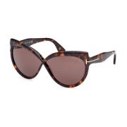 Tom Ford Beatrice solglasögon i mörkt havana acetat Brown, Dam