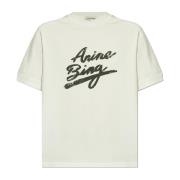 Anine Bing Tryckt T-shirt White, Dam