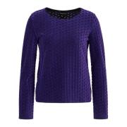 Emporio Armani Devoré Touch Sweaters Rund Hals Långärmad Purple, Dam