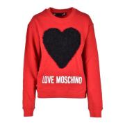 Love Moschino Bomullstickad Tröja Red, Dam