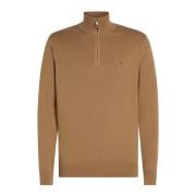 Tommy Hilfiger Zip-up bomullskashmir sweatshirt Brown, Herr